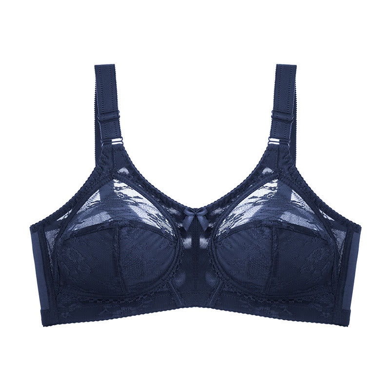 Lace Bow Full Coverage Bras - Dark Blue - 50 - D - image 10