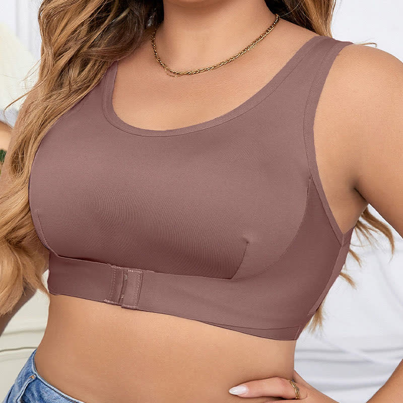 Front Closure Sport Wireless Bra - Purple - 4XL - image 4