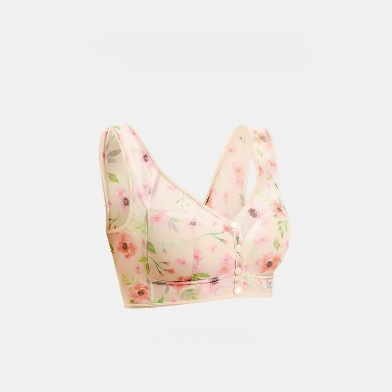 Floral Front Closure Wireless Bra - Nude - 6L - image 5