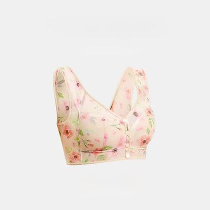 Floral Front Closure Wireless Bra - Nude - 6L - image 5