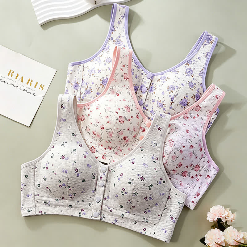 Floral Front Closure Wireless Bra(2 Packs) - image 3