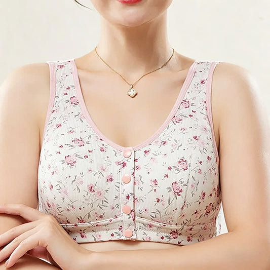 Floral Front Closure Wireless Bra(2 Packs) - Pink - 48 - image 0