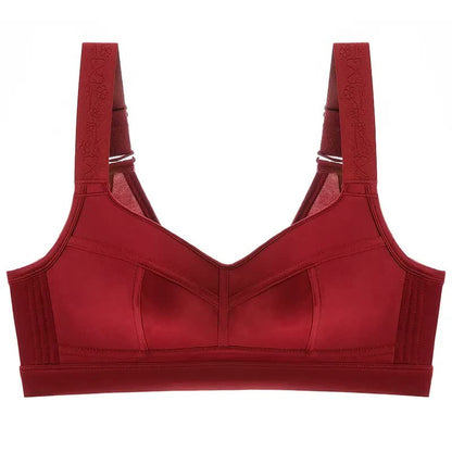 Wide Strap Support Wireless Bra - Red - 52 - E - image 4