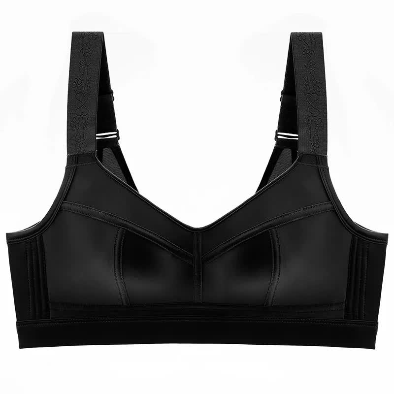 Wide Strap Support Wireless Bra - Black - 52 - E - image 3