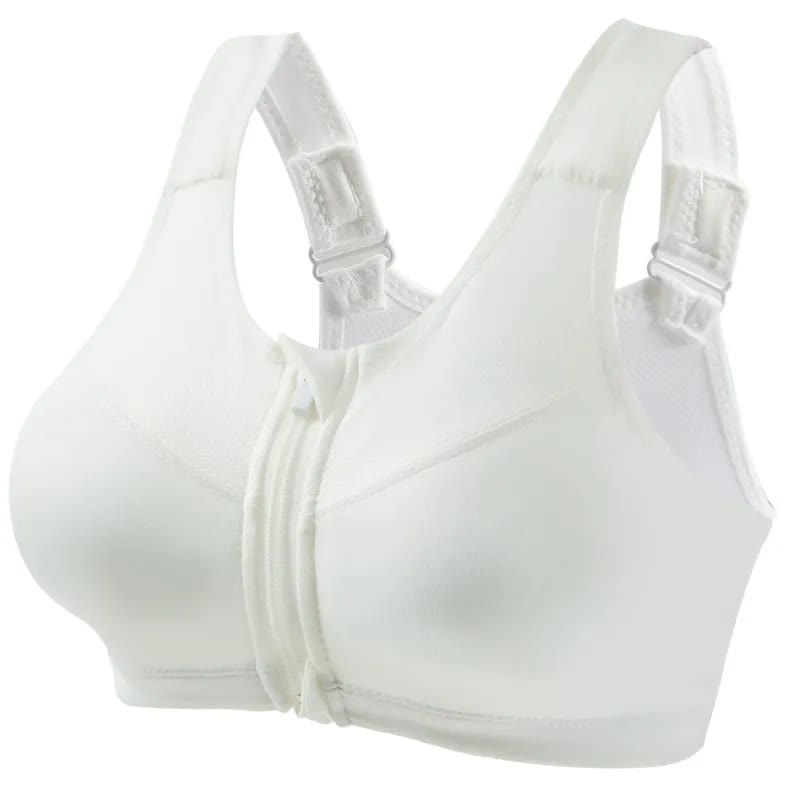 Front Zip Support Sport Wireless Bra(2 Packs) - White - 5XL - image 6