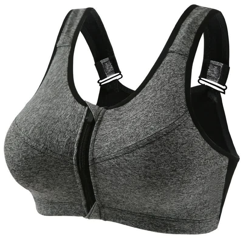 Front Zip Support Sport Wireless Bra(2 Packs) - Grey - 5XL - image 9