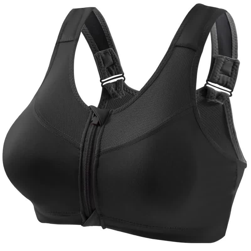 Front Zip Support Sport Wireless Bra(2 Packs) - Black - 5XL - image 10