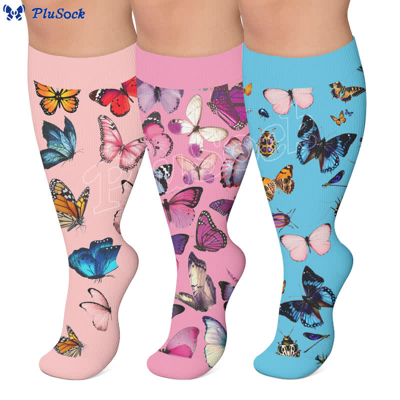Plus Size Sweet Butterfly Compression Socks - image 0