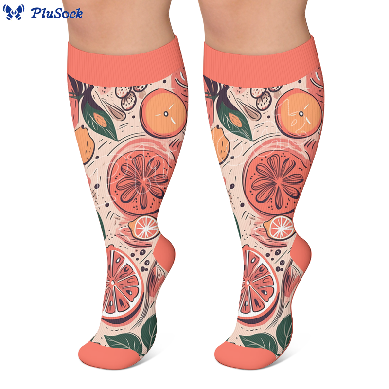 Plus Size Playful Citrus Compression Socks - image 2