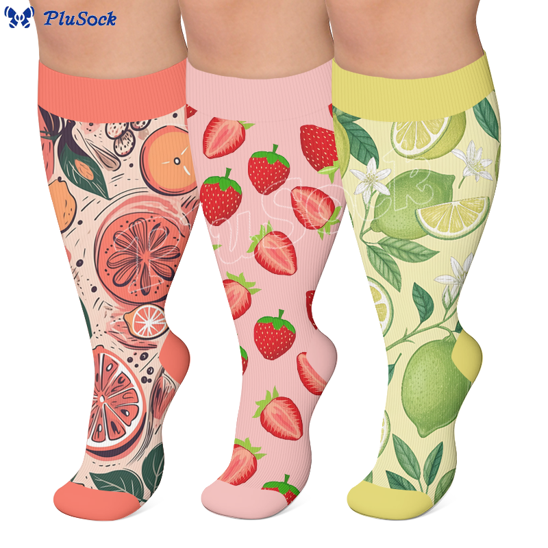 Plus Size Playful Citrus Compression Socks - image 0