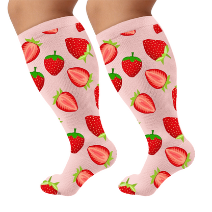 Plus Size Playful Citrus Compression Socks - Pink(1 Pair) - 4XL - image 6