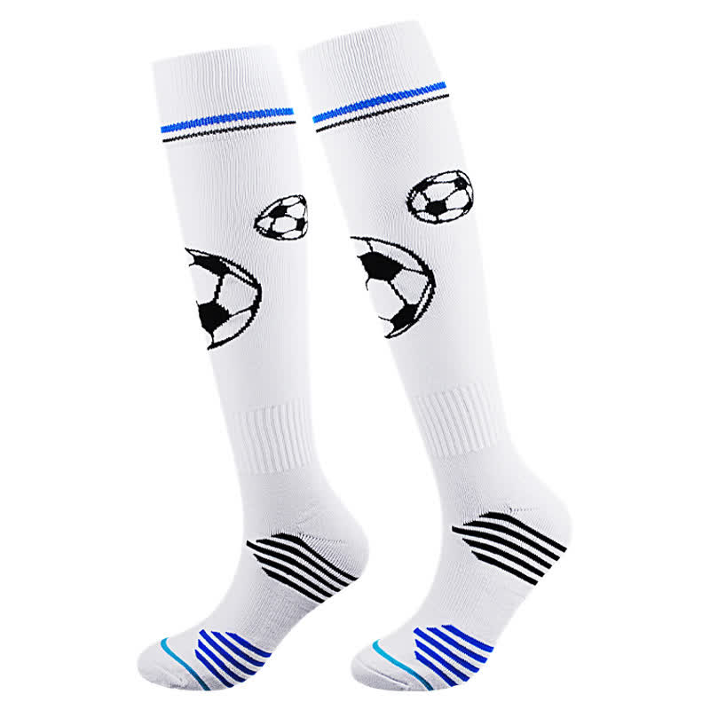 Cushioned Training Soccer Knee High Socks(2 Pairs) - White - L - image 3