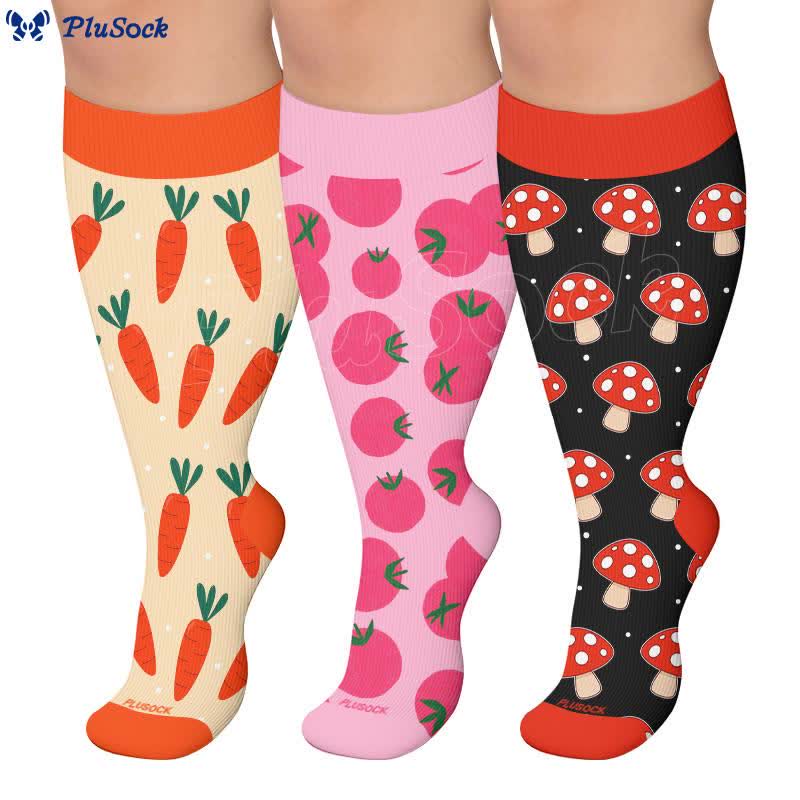 Plus Size Mushroom Tomato Compression Socks - image 0