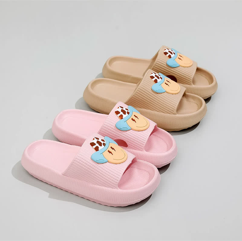 Smiley Denim Charm Cloud Cushion Slippers - image 1