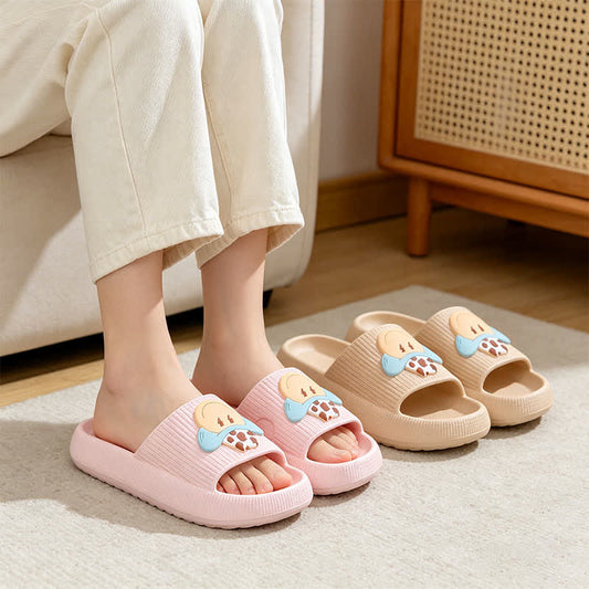 Smiley Denim Charm Cloud Cushion Slippers - image 0