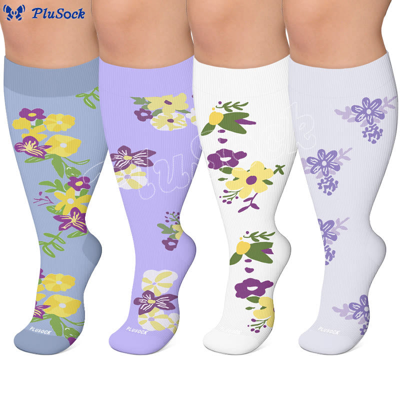 Plus Size Floral Compression Socks - image 0