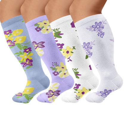 Plus Size Floral Compression Socks - image 1