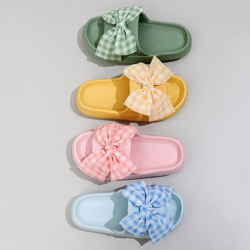 Bow Check Platform Slippers - image 1