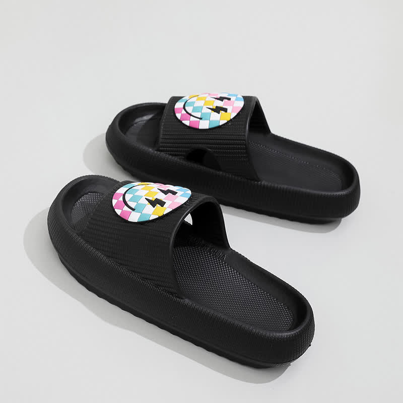 Rainbow Smiley Thick Sole Slide Slippers - Black - EU44-45(US10-11) - image 7