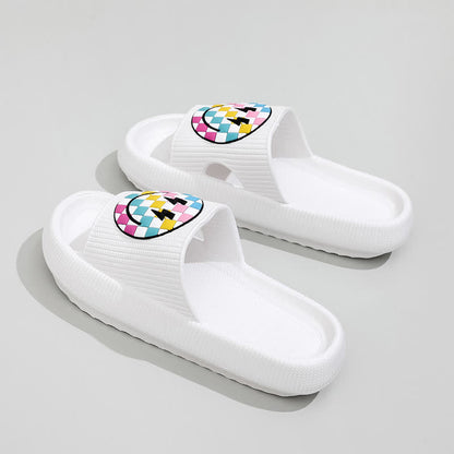 Rainbow Smiley Thick Sole Slide Slippers - White - EU44-45(US10-11) - image 6