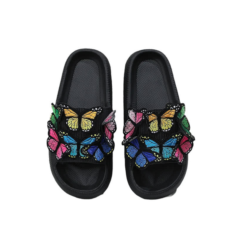 Colorful Butterfly Cloud Platform Slide Slippers - Black - EU44-45(US10-11) - image 5