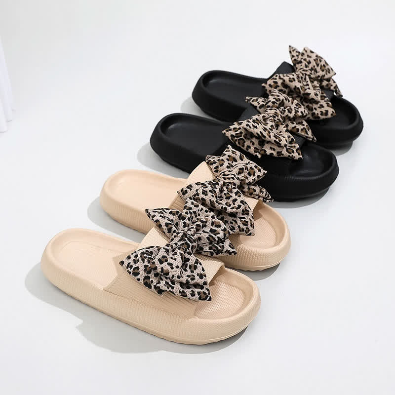 Leopard Bow Cloud Sole Slide Slippers - image 1
