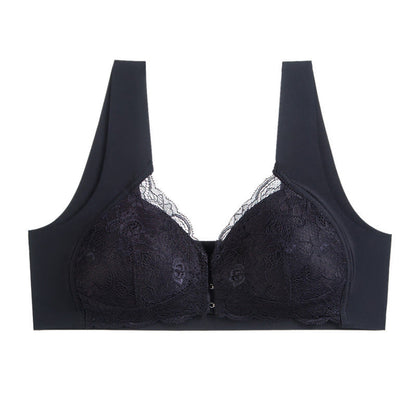 Front Closure Wireless Bra - Black - 5XL - image 10