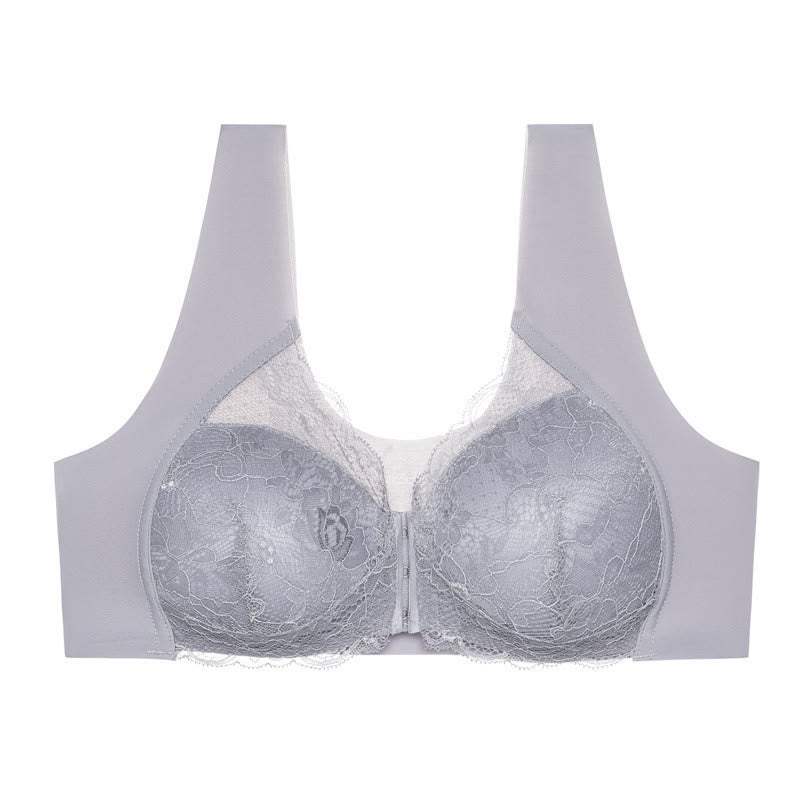 Front Closure Wireless Bra - Grey - 5XL - image 13