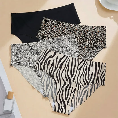 Zebra Leopard Print Seamless Invisible Panty(4 Packs) - Multicolor - 2XL - image 1