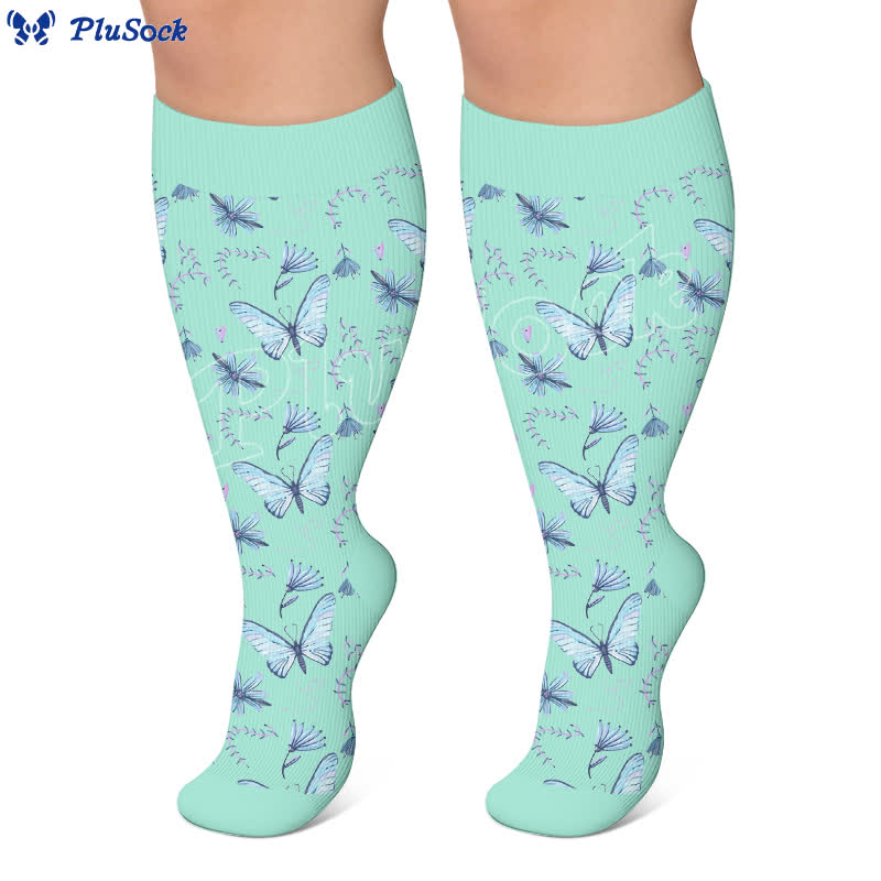 Plus Size Nostalgic Butterfly Compression Socks - image 3