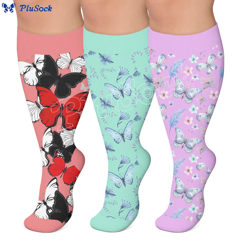 Plus Size Nostalgic Butterfly Compression Socks - image 0