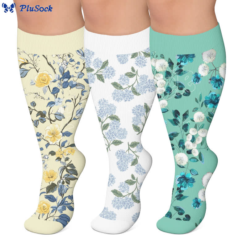 Plus Size Sweet Floral Compression Socks - image 0