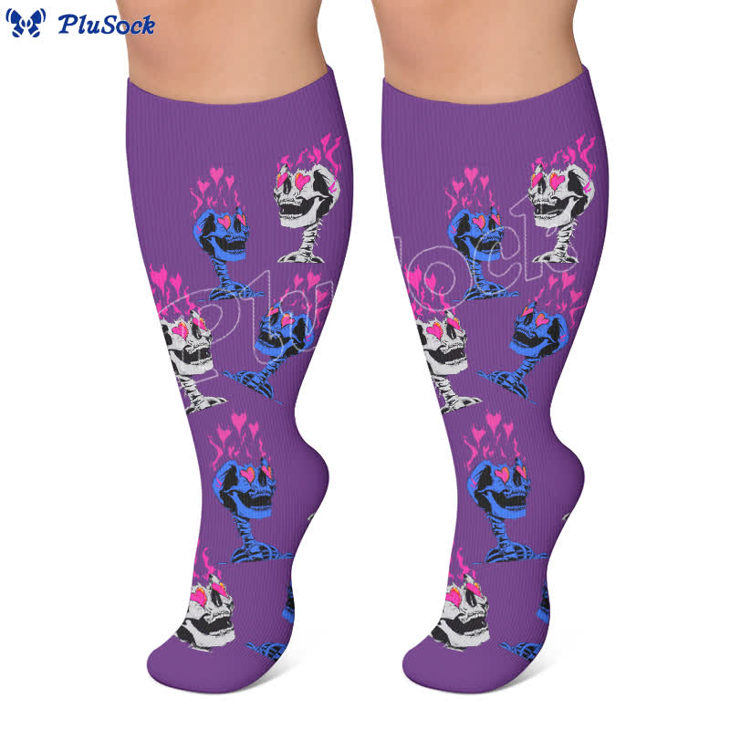 Plus Size Alternative Skull Art Compression Socks - image 4
