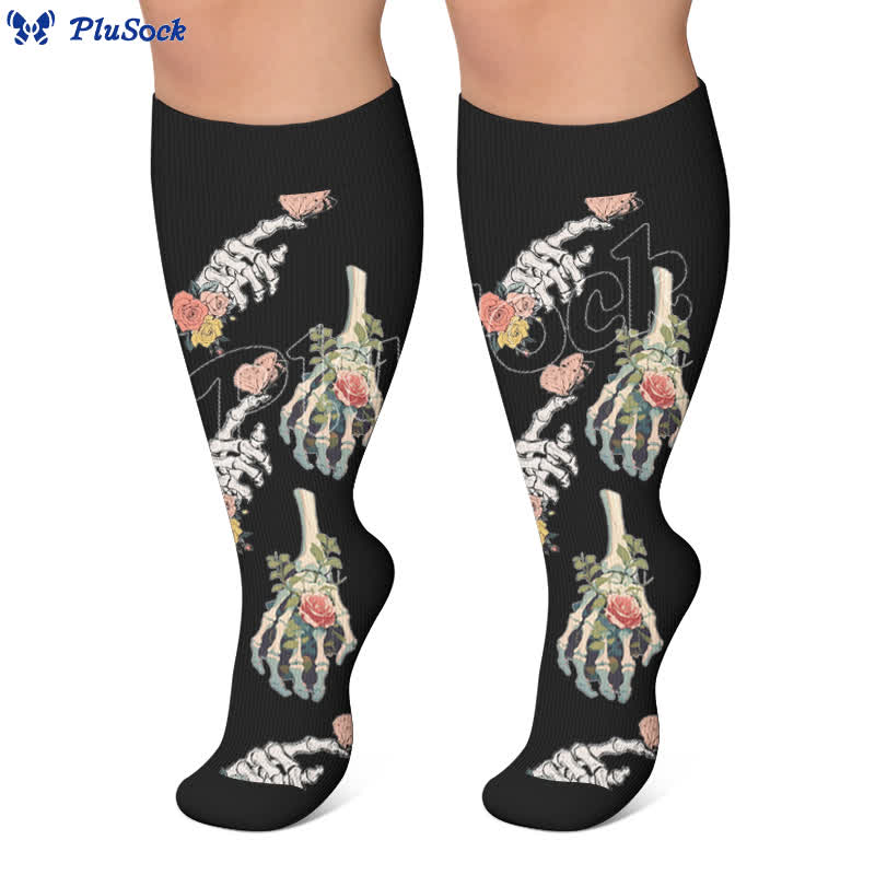 Plus Size Alternative Skull Art Compression Socks - image 3