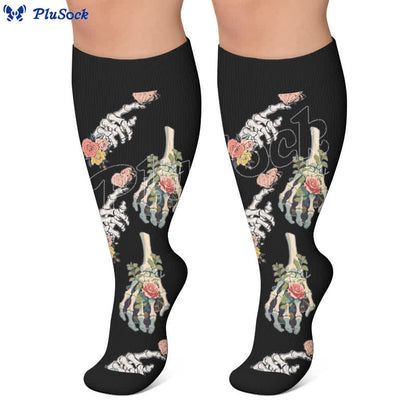 Plus Size Alternative Skull Art Compression Socks - image 3