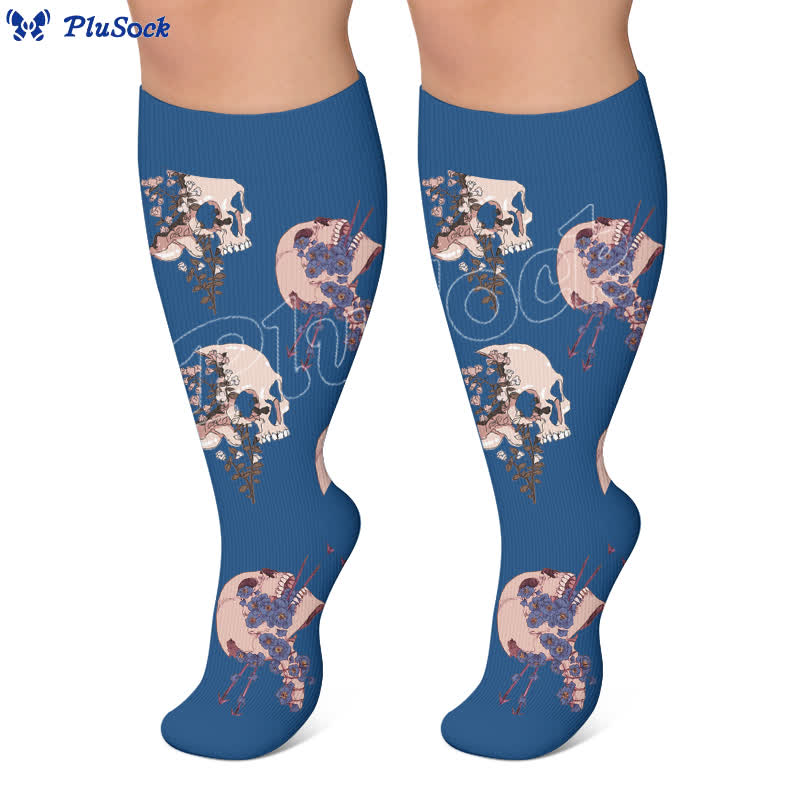 Plus Size Alternative Skull Art Compression Socks - image 2