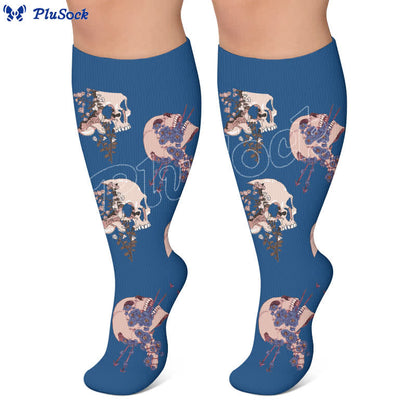 Plus Size Alternative Skull Art Compression Socks - image 2