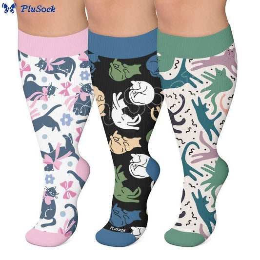 Plus Size Cat Bow Compression Socks - image 0