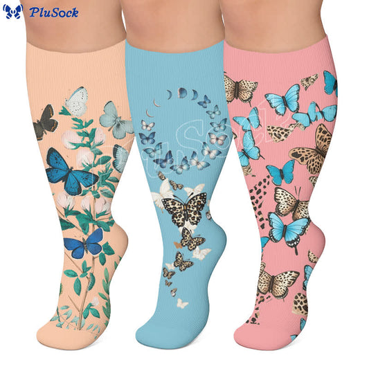 Plus Size Retro Reminiscence Butterfly Compression Socks - image 0