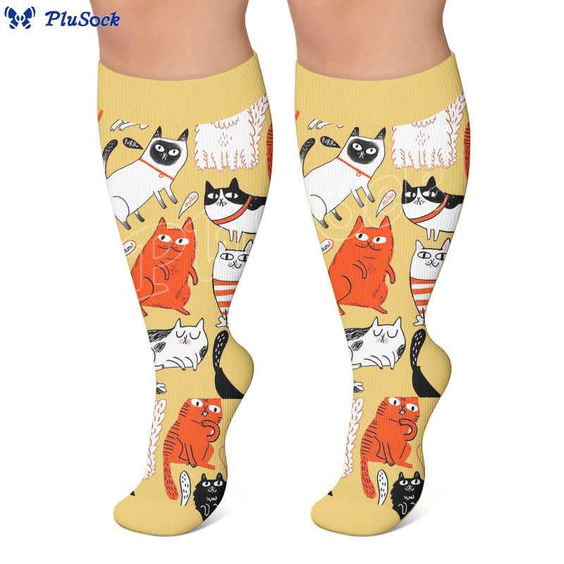 Plus Size Whimsical Abstract Cat Compression Socks - image 3