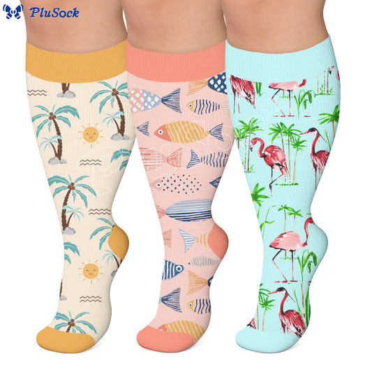 Plus Size Tropical Landscape Compression Socks - image 0