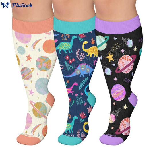 Plus Size Cosmic Print Compression Socks - image 0