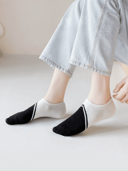 Bamboo Colorblock No Show Socks(5 Pairs) - Multicolor - EU39-44(US5-10) - image 0