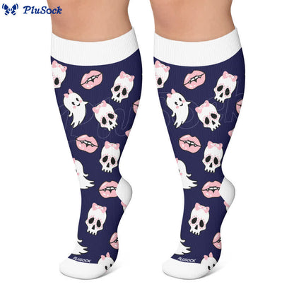 Plus Size Sweet Goth Skull Compression Socks - image 2