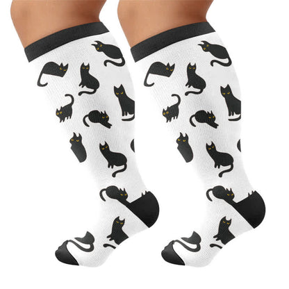 Plus Size Sweet Goth Skull Compression Socks - Black(1 Pair) - 4XL - image 5