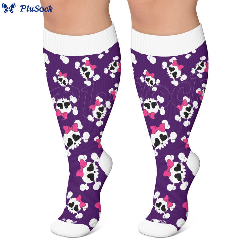 Plus Size Sweet Goth Skull Compression Socks - image 4