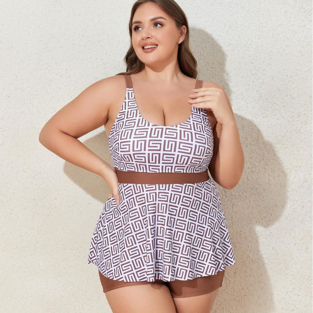 Geometric‑Print Two-Piece Swim Dress - image 4