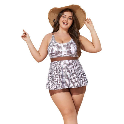 Geometric‑Print Two-Piece Swim Dress - image 0