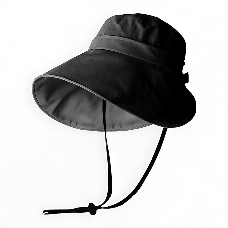Wide Brim Outdoor Sun Hat - Black - One Size - image 5