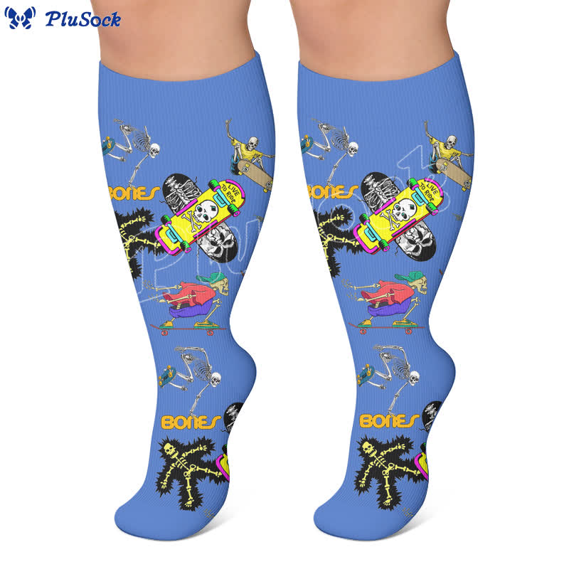 Plus Size Athletic Style Skull Compression Socks - image 2